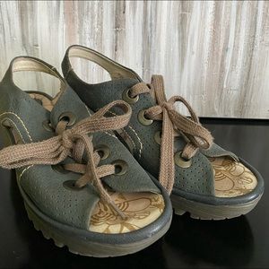 Fly London, yiva indigo lace up sandals.